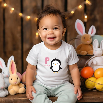 Animal Alphabet - P for Penguin Baby Tee - Unisex Graphic Tee for Babies