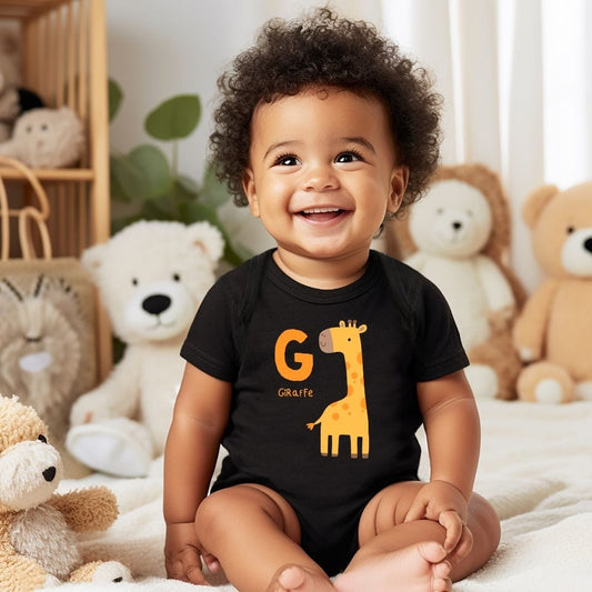 Animal Alphabet - G for Giraffe Baby Bodysuit - Unisex Graphic Bodysuit for Babies