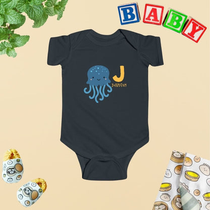 Animal Alphabet - J for Jellyfish Baby Bodysuit - Unisex Graphic Bodysuit for Babies