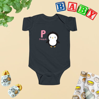 Animal Alphabet - P for Penguin Baby Bodysuit - Unisex Graphic Bodysuit for Babies