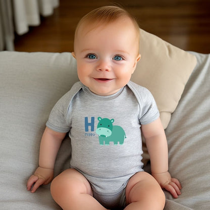 Animal Alphabet - H for Hippo Baby Bodysuit - Unisex Graphic Bodysuit for Babies