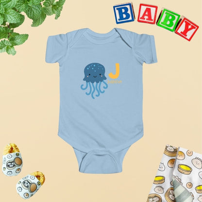 Animal Alphabet - J for Jellyfish Baby Bodysuit - Unisex Graphic Bodysuit for Babies