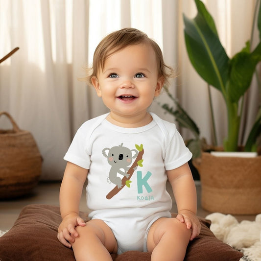 Animal Alphabet - K for Koala Baby Bodysuit - Unisex Graphic Bodysuit for Babies