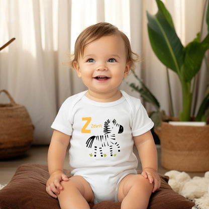 Animal Alphabet - Z for Zebra Baby Bodysuit - Unisex Graphic Bodysuit for Babies