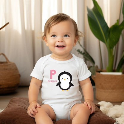 Animal Alphabet - P for Penguin Baby Bodysuit - Unisex Graphic Bodysuit for Babies